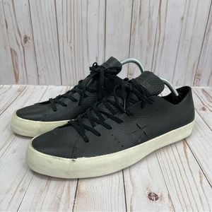 Converse Black Leather Sneakers with White Sole